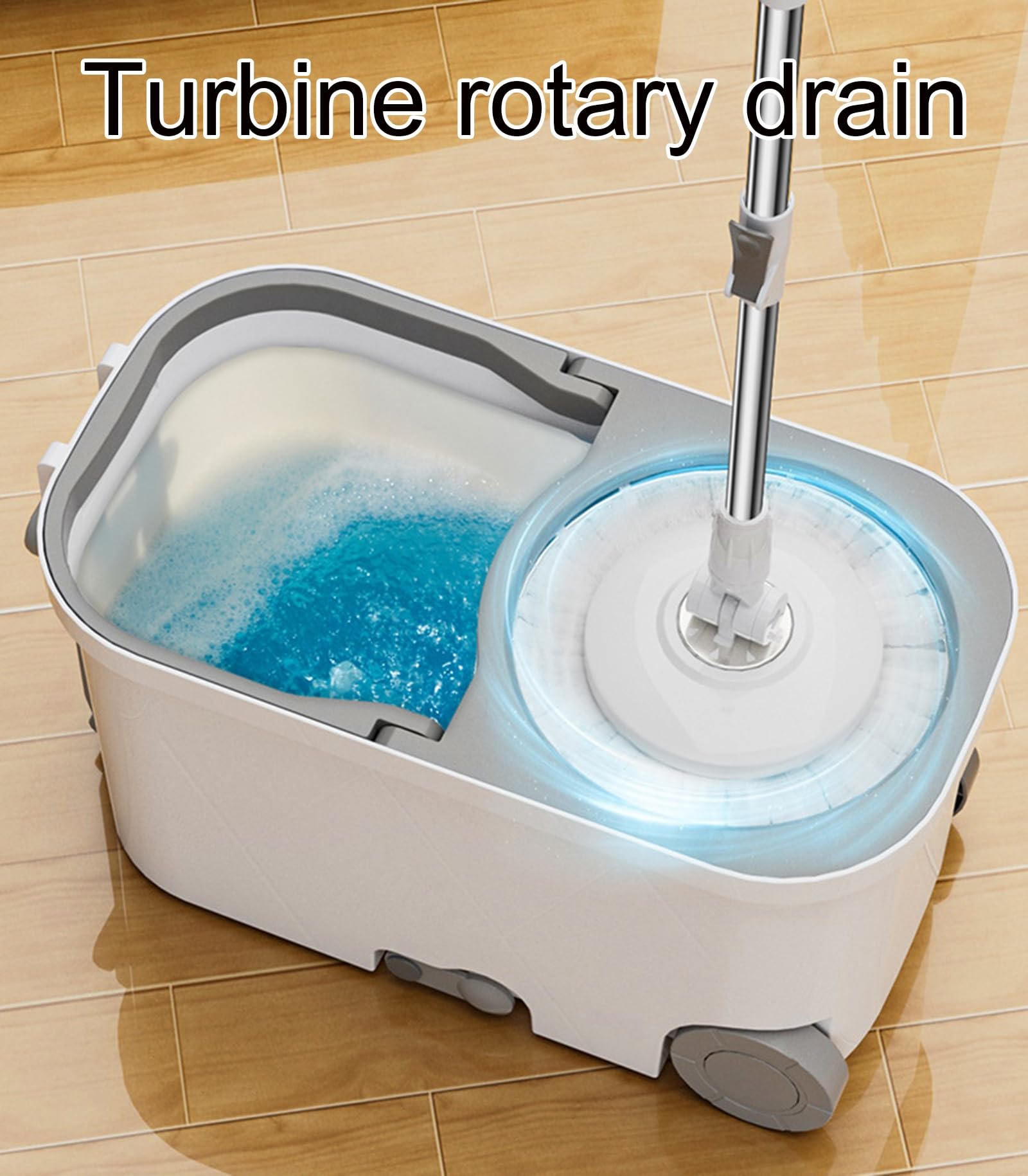 Doble-Drive Spin Mop con Extra-Grandes Rodillos, Manos Libres Auto-Wiping Mop, Lavable Cabezas de Repuesto, Limpieza sin Esfuerzo para Pisos