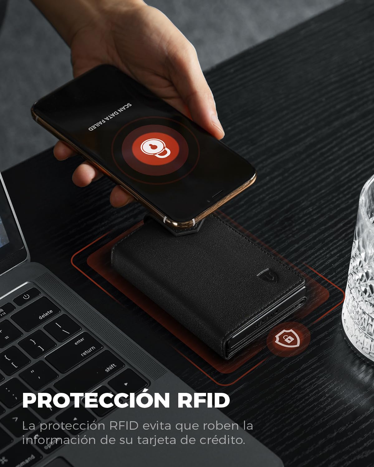 LORZOR® Cartera Pequeña de Piel Auténtica para Hombre, Tarjetero con Cierre Magnético, Billetera RFID Pop-up, Monedero con Capacidad para 10 Tarjetas