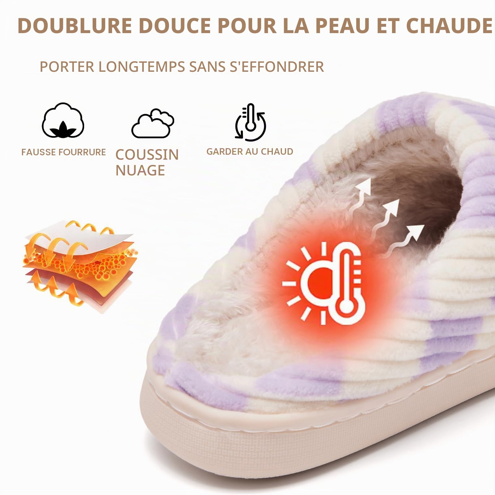 Guyarns Chaussons Enfant Fille Garçon,Pantoufles Enfant Fille Hiver Chaudes Mémoire de Forme Chaussons Caoutchouc Antidérapantes Intérieur Extérieur