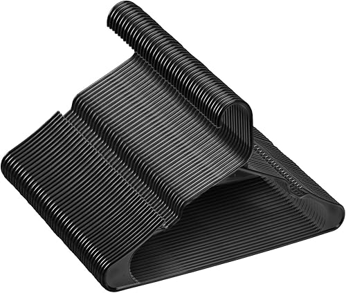 Miniatura 10 de Cozymood Perchas de plástico con muescas, paquete de 50 perchas tubulares para ropa que ahorran espacio, color blanco, delgadas, antideslizantes,