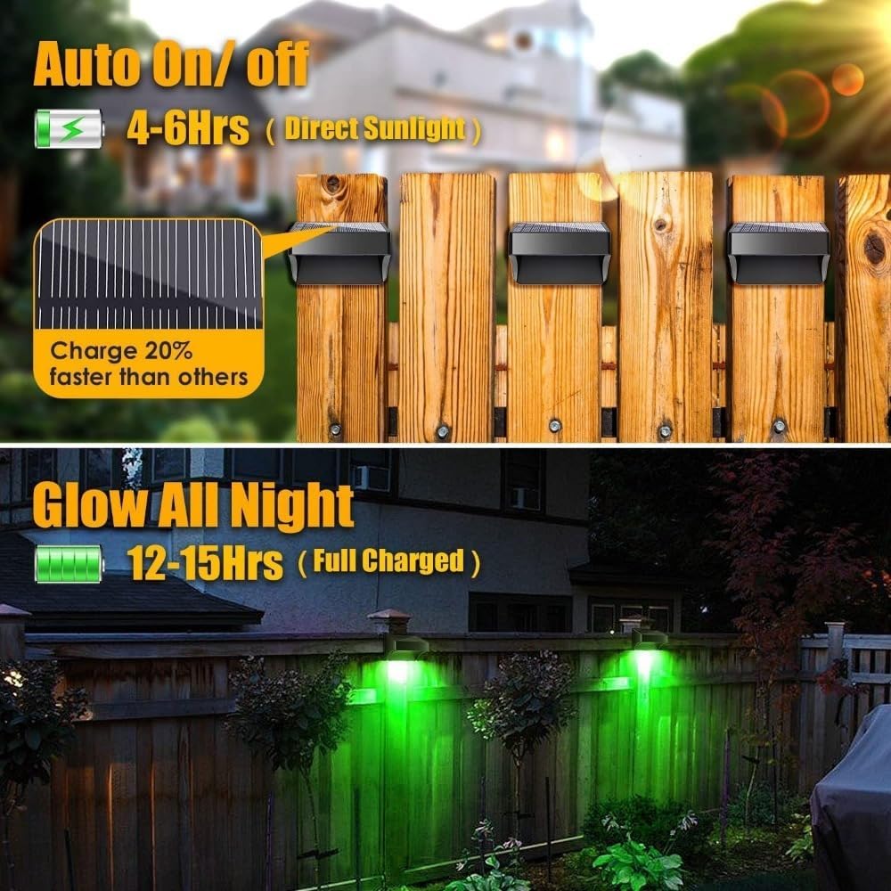 Solar Powered Outdoor Wall Lights, Step Lights, Fence Lights, Multicolor or Fixed Color, Ambient Lighting, Simple Stylish Design, Easy Installation