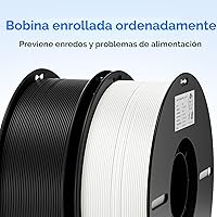 Vista 5 de Creality Paquete de 2 kg de filamento PLA negro y blanco de 1.75 mm para impresión 3D con unión fuerte sin enredos y rendimiento de voladizos