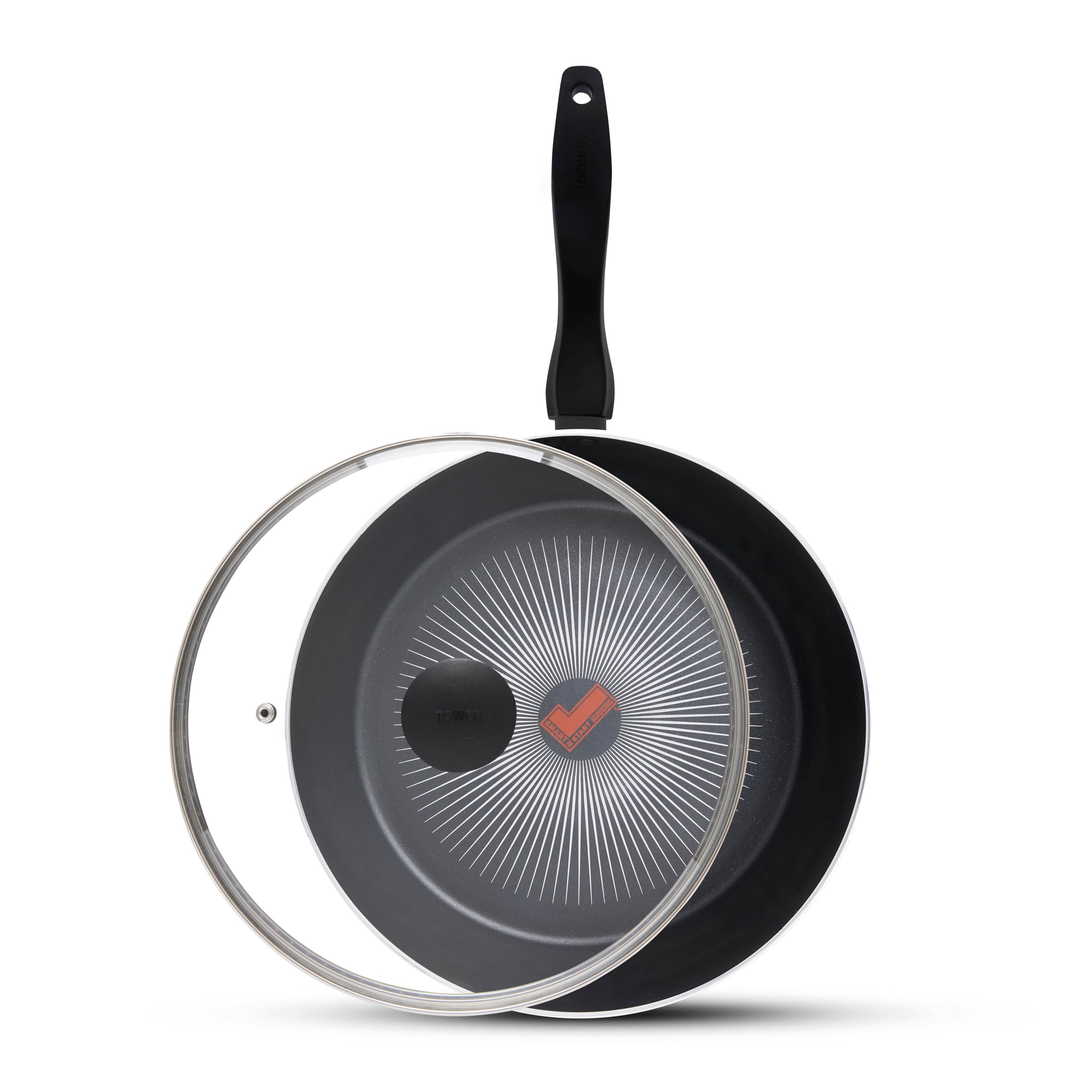 Tower T700318 SmartStart Gourmet - Sartén multisartén y tapa de aluminio con revestimiento antiadherente Aeroglide, compatible con inducción (28 cm)