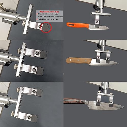 Miniatura 4 de RUIXIN PRO RX-009 - Afilador de cuchillos profesional con 4 piedras de diamante, diseño de giro de 360, acero inoxidable de ángulo fijo, kit de