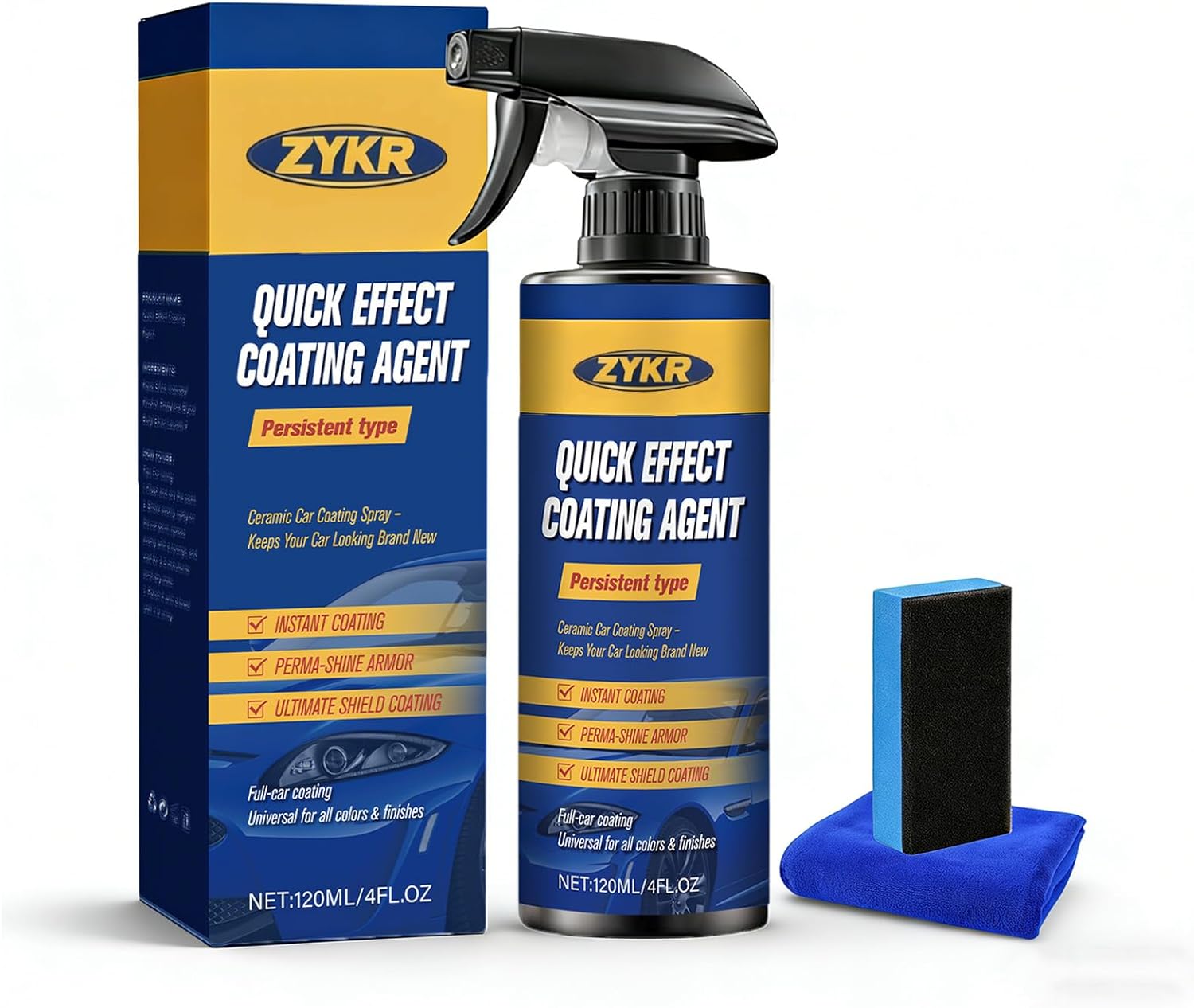 Zykr Nano Quick Coat Restore, 4.23 Fl Oz Coating and Sealing Liquid for Cars to Enhance Shine & Protect Paint, Clear Coat Restorer, Quick Detailing Spray (2pcs)