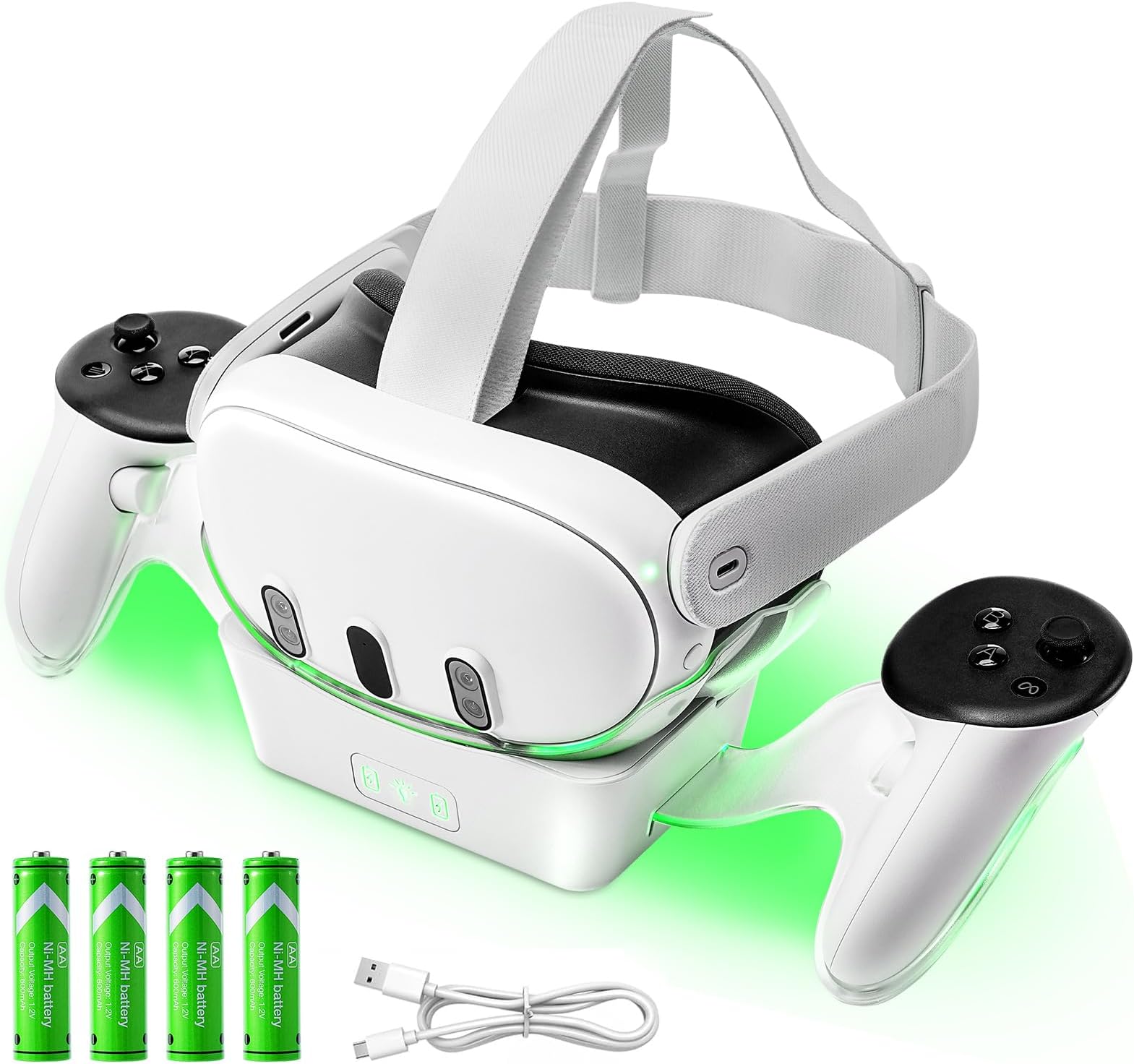 LYtech VR Charging Dock for Quest 3 Charging Stand for Oculus/Meta Quest 3 Magnetic Charging Station for VR Headset, 2 Battery for Touch Controllers, High Speed Charging Stand, Quest 3 Accessories