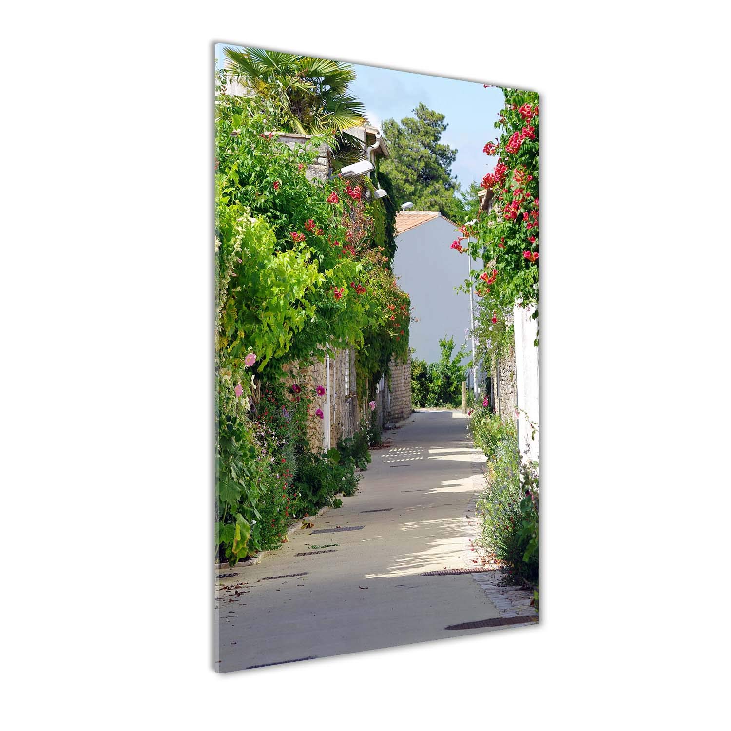 Photo panoramique en verre pour masquer un mur vide avec un paysage de rues françaises vertes