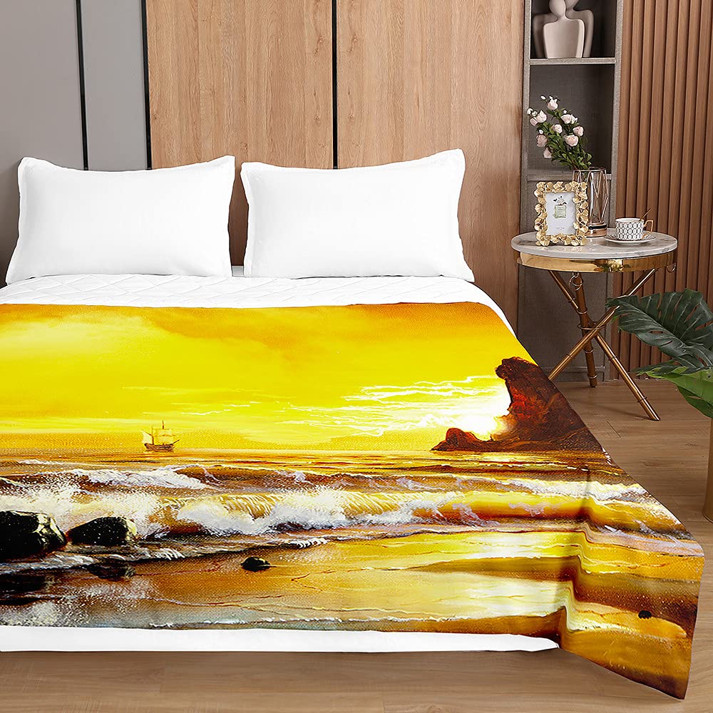 Couverture de lit matelassée 150x200cm anti-pli dessus de lit réversible