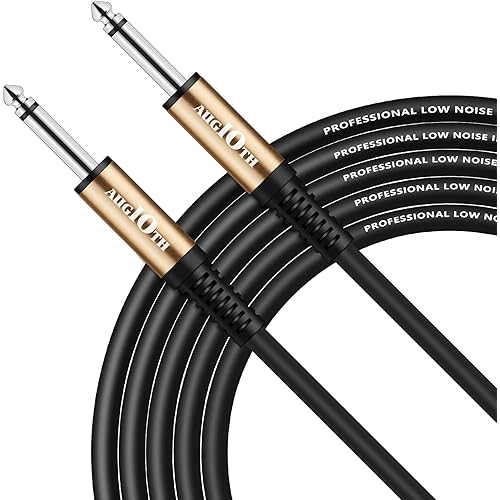 AUGIOTH Guitar Cable 10 ft, Stage Electric Instrument Bass Cable AMP Cord 1/4 Straight to Straight Black