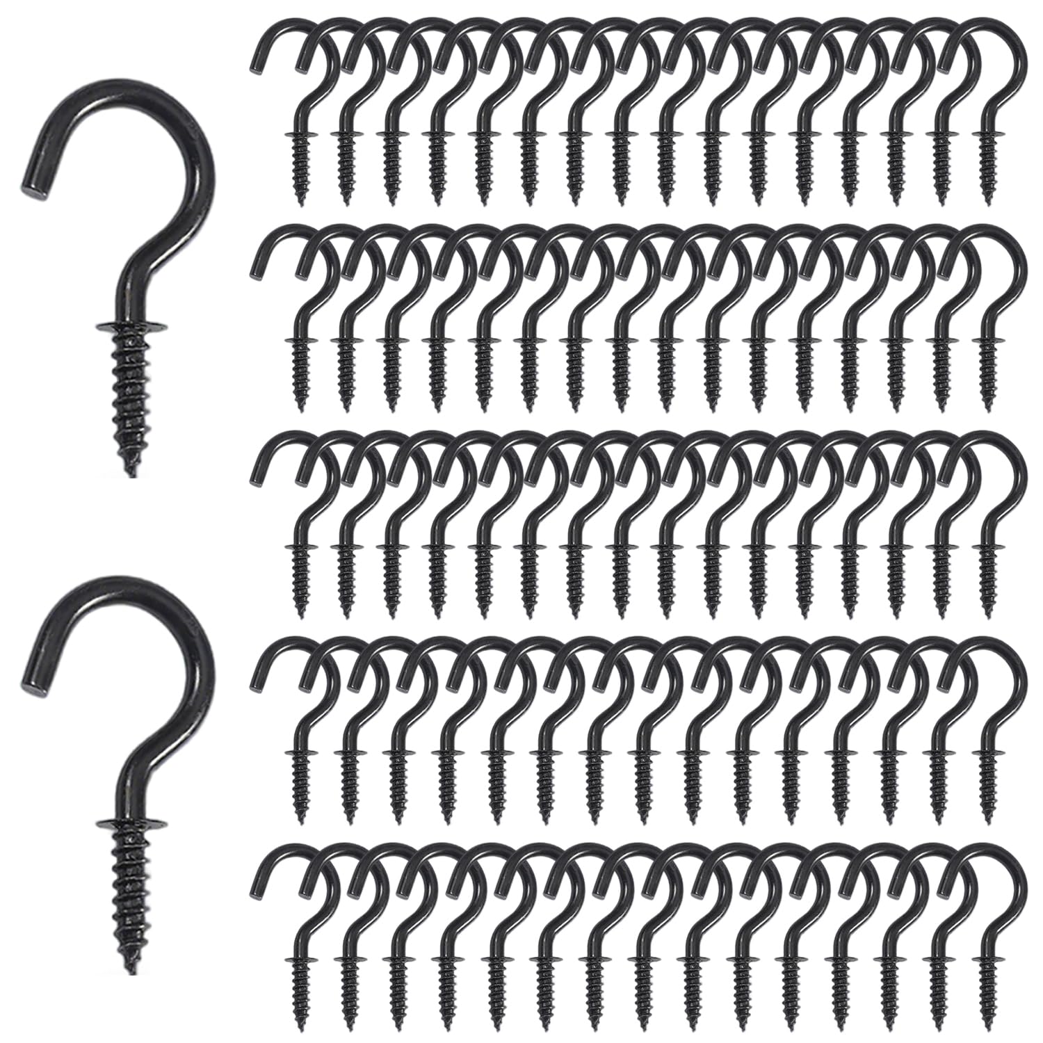 xiluuyou Cup Hooks Screw, Screw-in Hooks, Metal Ceiling Screw-in Wall Hooks for Hanging Plants, Cups, Utensils, Lights and for Indoor, Outdoor Use（20mm-80pcs）