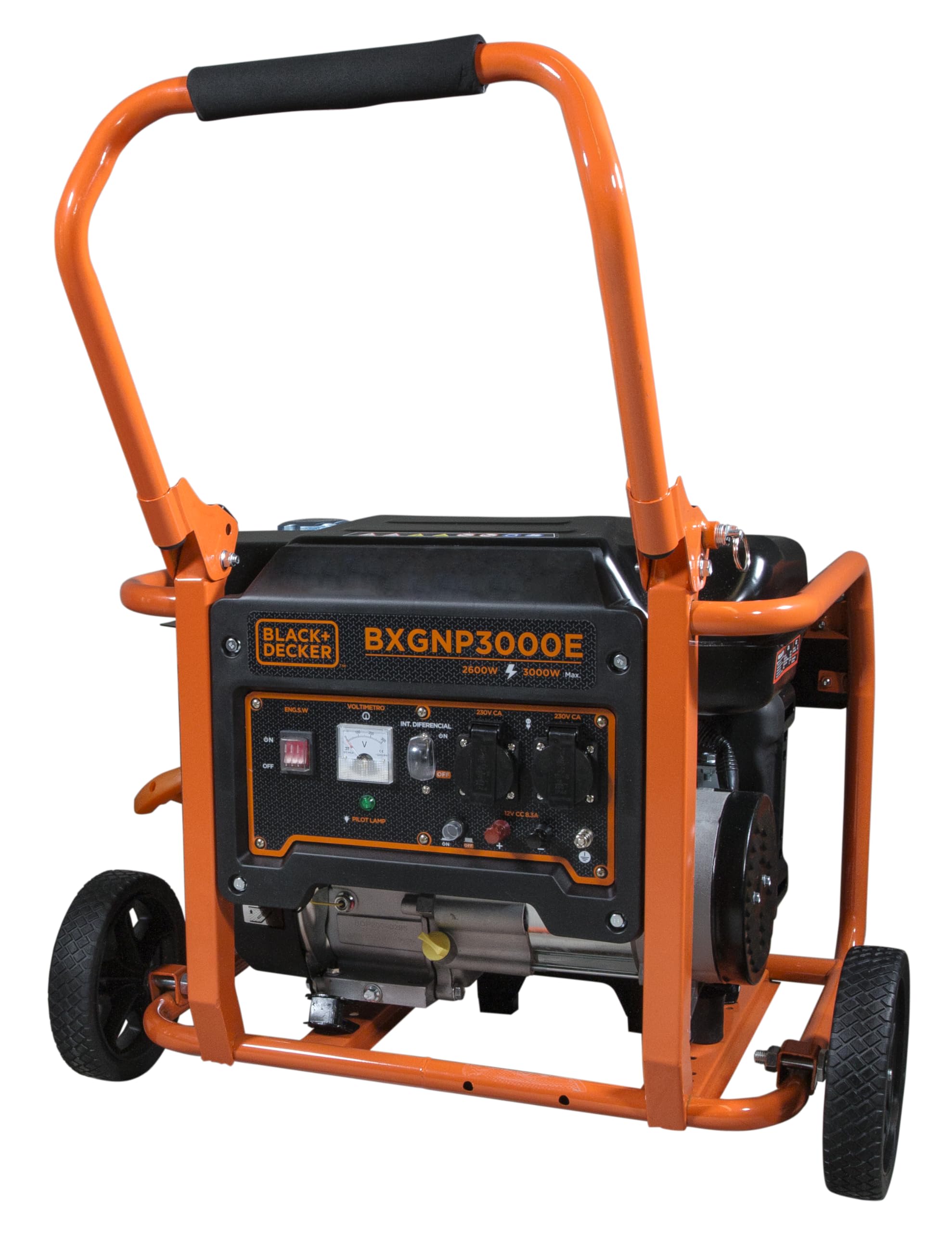 BLACK+DECKER Generador Gasolina BXGNP3000E – Potencia 3000W Máx / 2600W Nominal – Motor 208cc 4 Tiempos – Depósito 15L – 10h Autonomía – Bajo Nivel Sonoro 69dBA