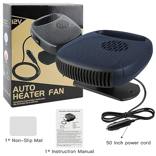 Miniatura 6 de Descongelador del calentador del coche de 12V, calentador de coche giratorio de 360 que se conecta al encendedor de cigarrillos - azul oscuro