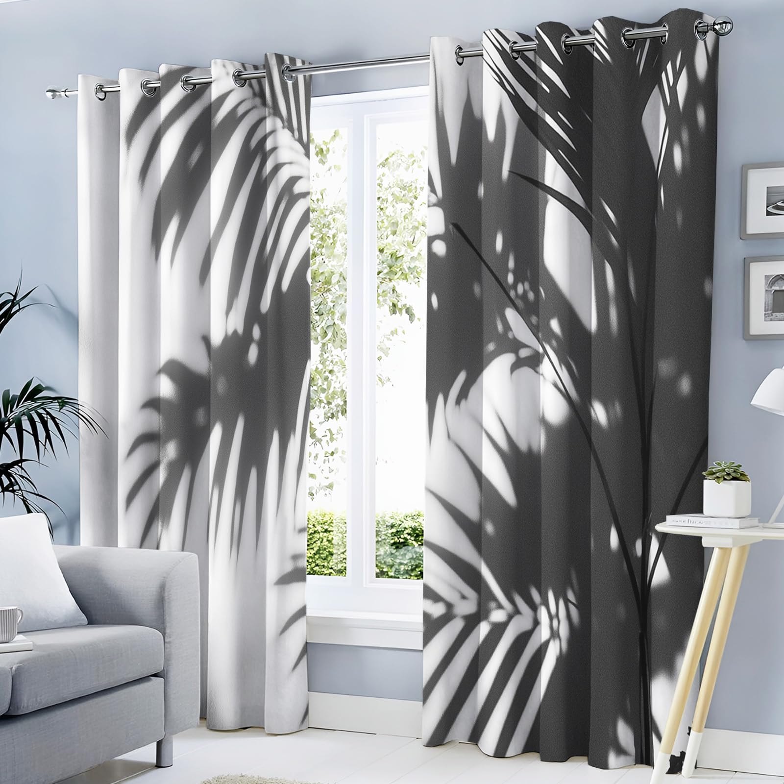 Rideau Occultant Tropical 117x137 cm | Lot de 2 Rideaux Imprimés à Oeillets