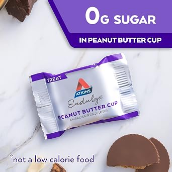 Atkins Endulge Peanut Butter Cups, Dessert Favorite, Low Carb, 0g Sugar, 60 Count