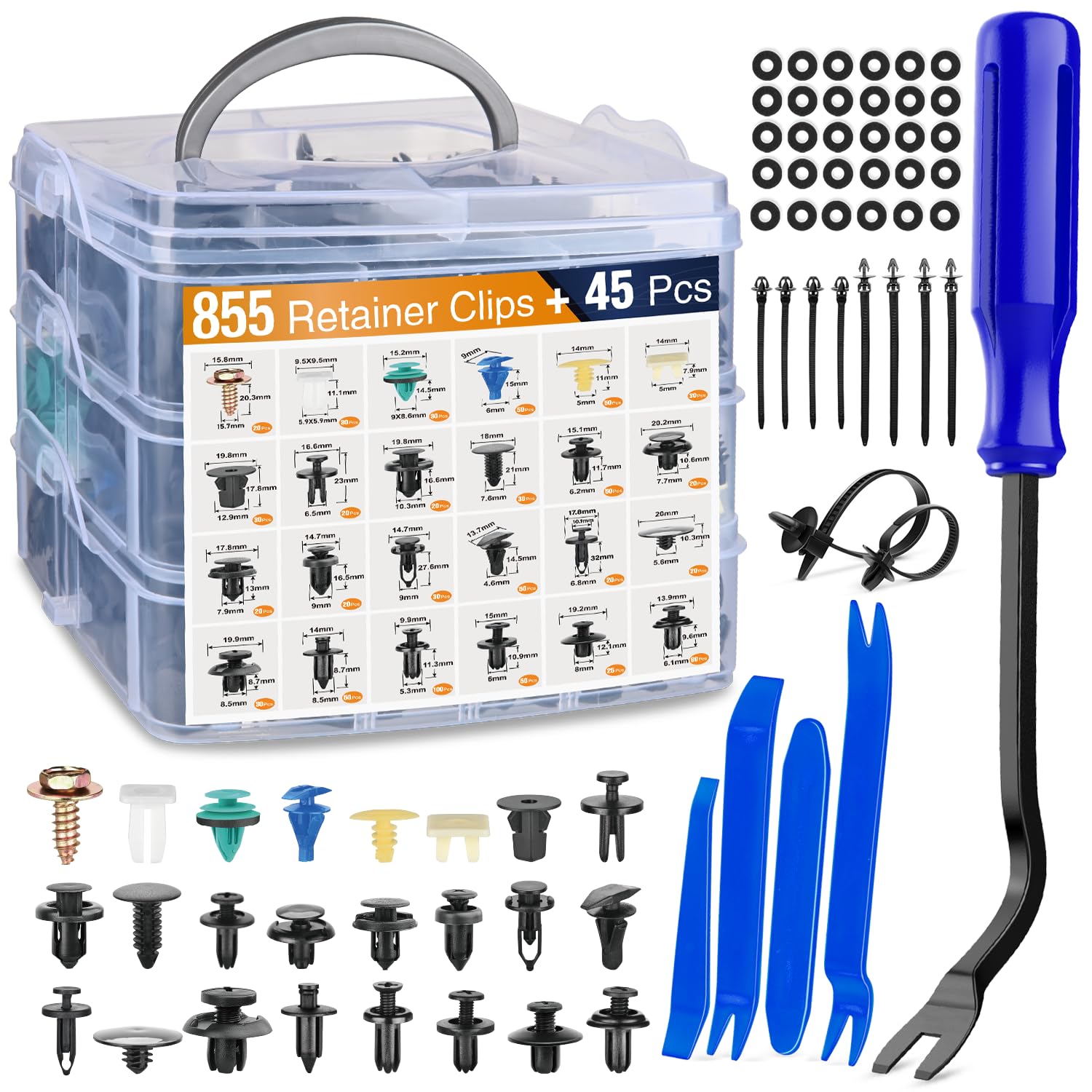 GOOACC 900Pcs Plastic Rivets and Auto Body Fasteners Assortment