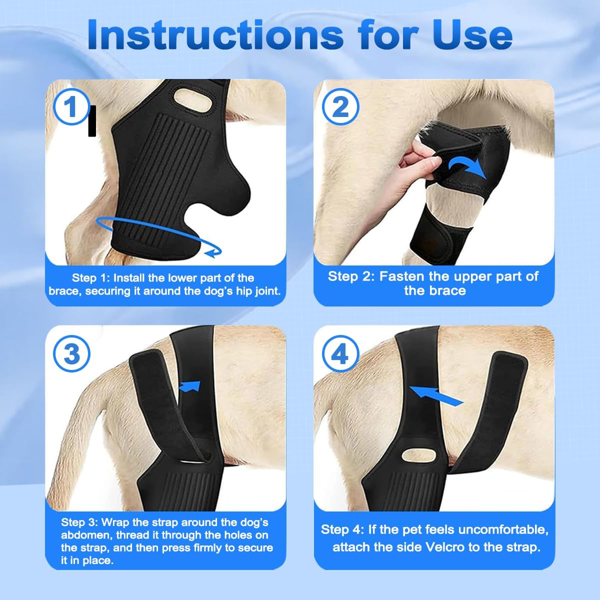 Dog Hip Brace，Adjustable Dog Knee Brace for ACL, CCL, Hip Dysplasia & Ligament Injuries, Fits Small, Medium & Large Dogs, Pain Relief & Stability with 10 Metal Stabilizers (Medium)