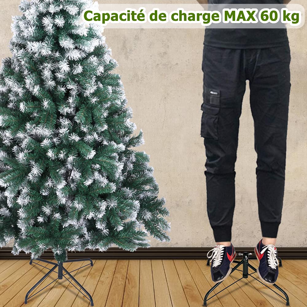 Glarry Sapin de Noël Artificiel de 210 cm - 870 Pointes de Branches, Pin Naturel Enneigé, Matériel PVC, Socle en Métal, pour Décoration Noël (Blanc 30%)