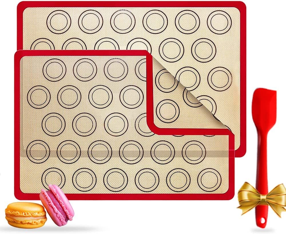 2-Pack Silicone Baking Mats, Non-Stick and Reusable Tray Liners, BPA-Free Non-Toxic and Odorless Professional Grade Silicone Pans for Cookies and Pastries
