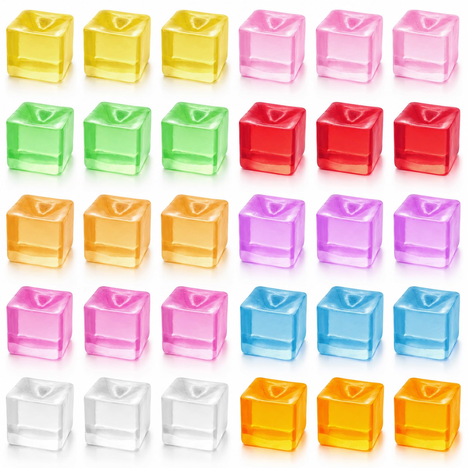 Ice Cube Squishy 30 Pcs Mini Stress Cube Squeeze Toys Sensory Stress Relief Fidget Toys for Kids and Adults Cute TPR Squishies for Party Favors Classroom Prizes Stocking Stuffers Easter Birthday Gifts