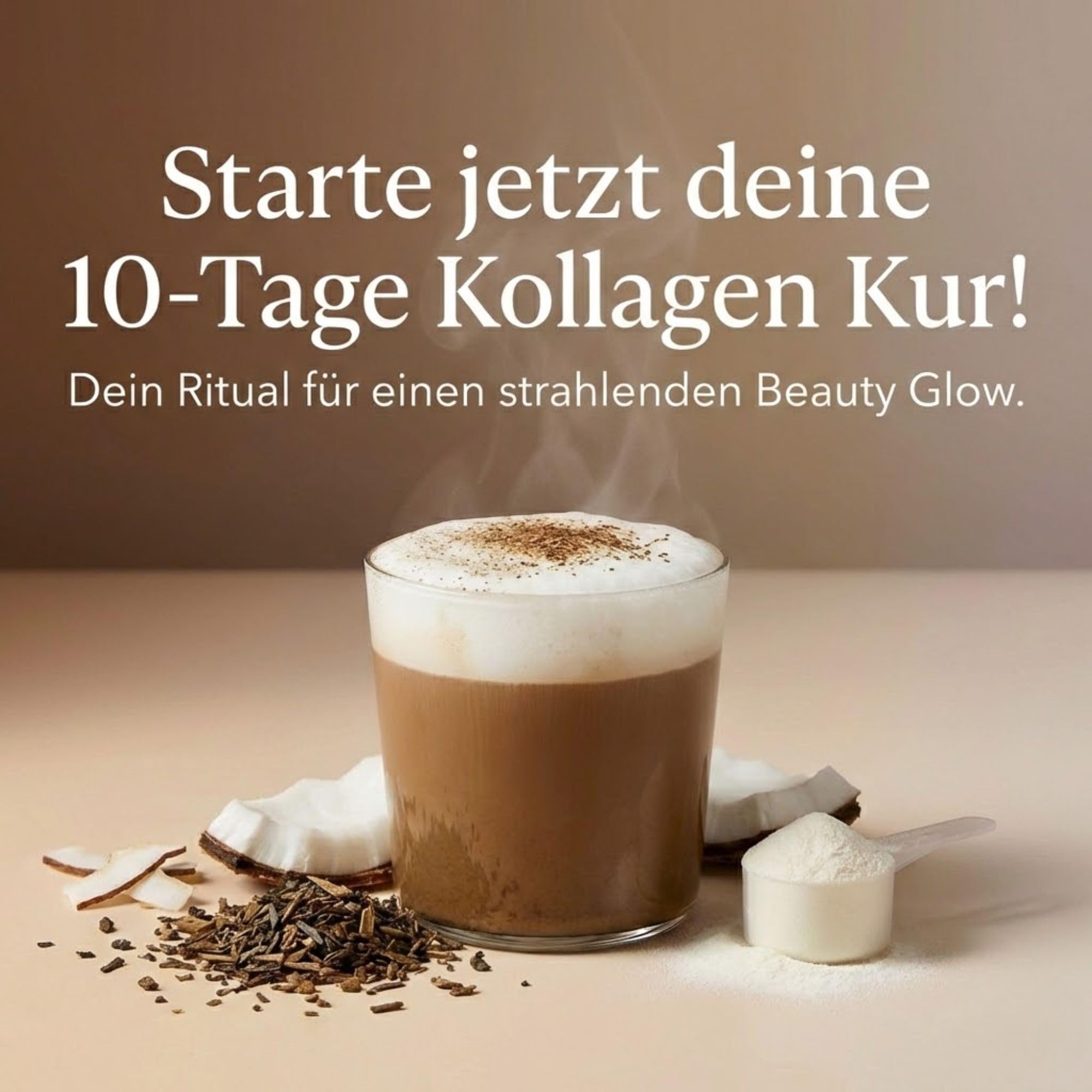 Biomatea 10-dniowy Beauty Glow kuracja – Hojicha kolagen Latte w proszku, japońska herbata palona z peptydami kolagenowymi dla promiennej skóry i jędrnych paznokci – kremowa mieszanka instant z