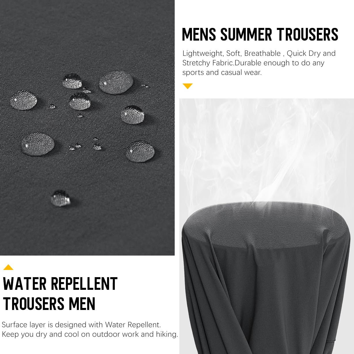 Rdruko Pantaloni da uomo leggeri per attività all'aria aperta, con elastico in vita, ad asciugatura rapida, idrorepellenti, elasticizzati, per escursionismo, viaggi, passeggiate, lavoro, campeggio,