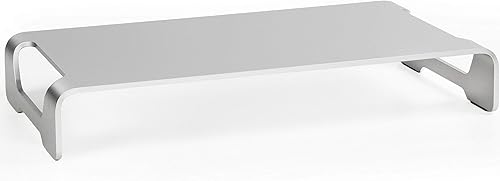 VIVO Elevador de monitor ancho de aluminio plateado de 16 pulgadas, soporte de escritorio ergonómico, organizador de mesa moderno STAND-V000H