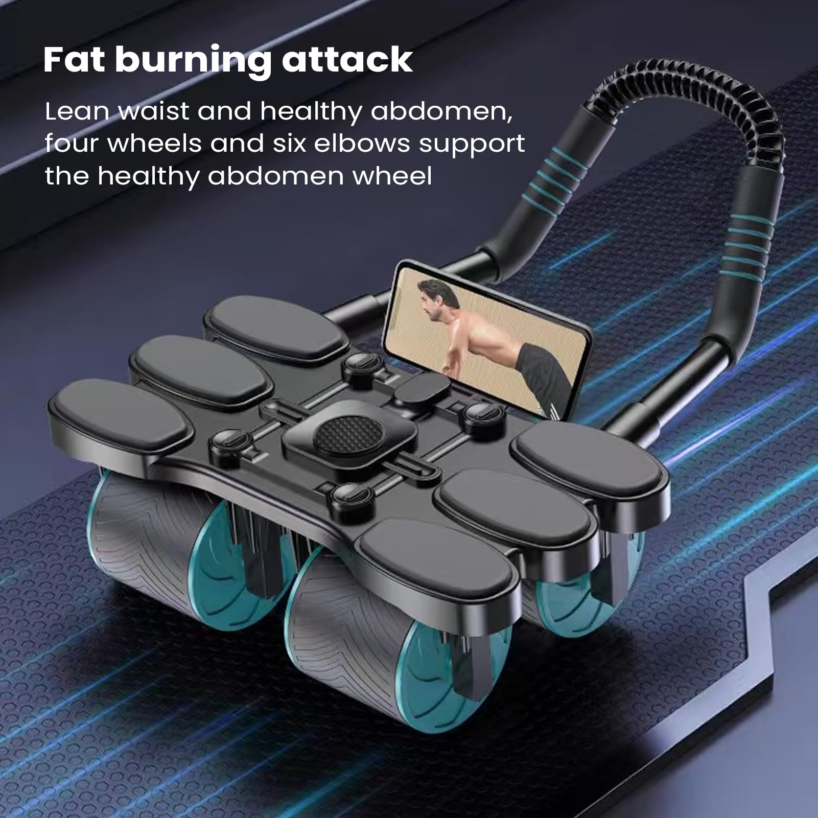Ab Roller Wheel - 32 cm Auto Rebound Core Trainer dla sportowców, antypoślizgowy sprzęt siłowy ze stabilnym podparciem, narzędzie do treningu fitness dla nastolatków, dorosłych, kobiet, mężczyzn