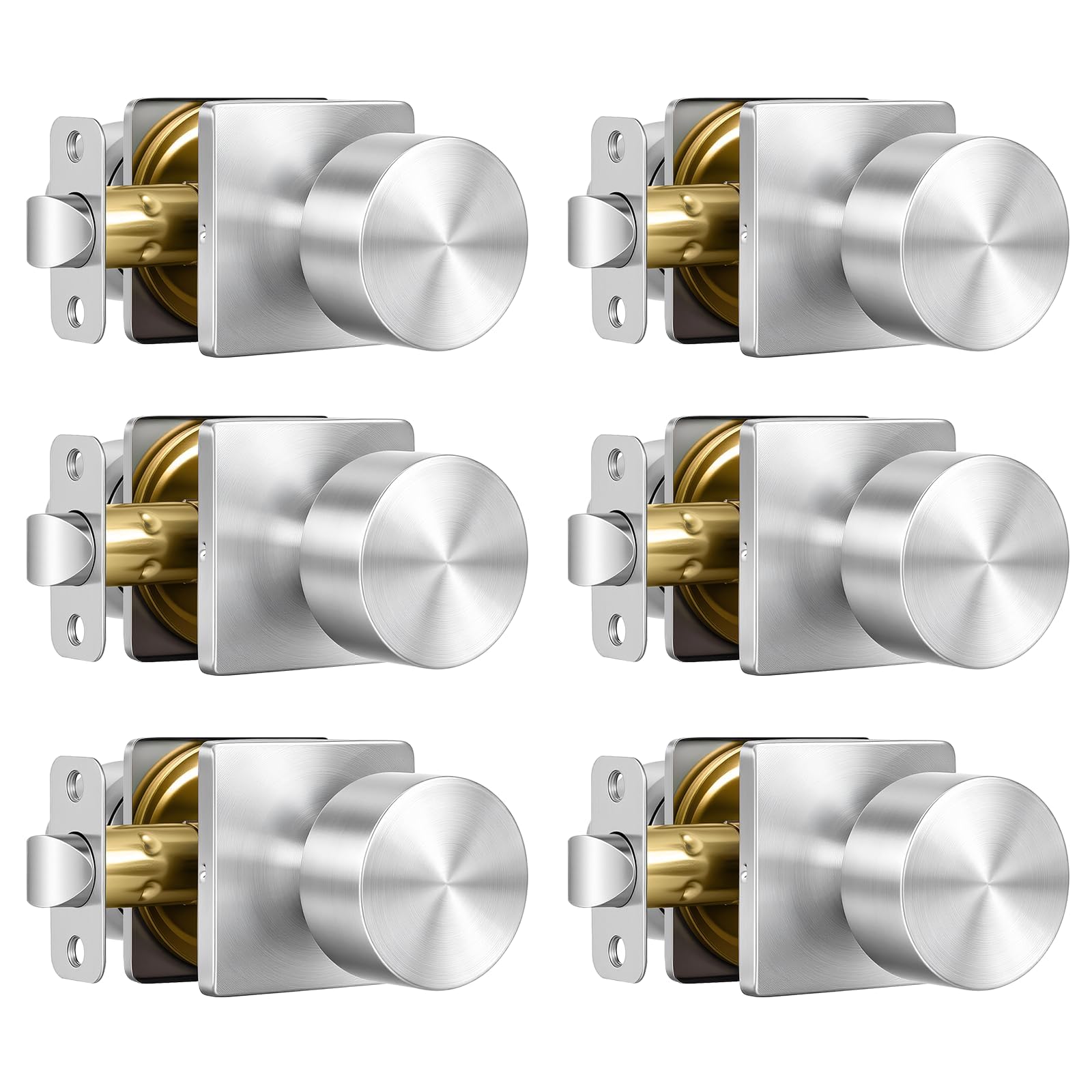 Goldenwarm Matte Black Door Knobs - 6 Pack -16