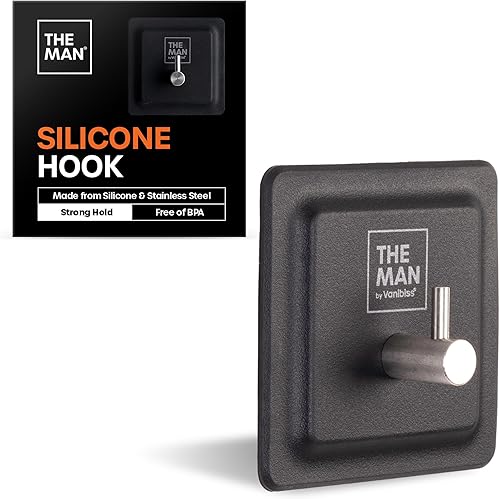 Miniatura 9 de The Man Gancho de silicona  Gancho de almacenamiento para baño y ducha  Artículos de aseo de ducha, accesorio organizador de baño  Acero inoxidable