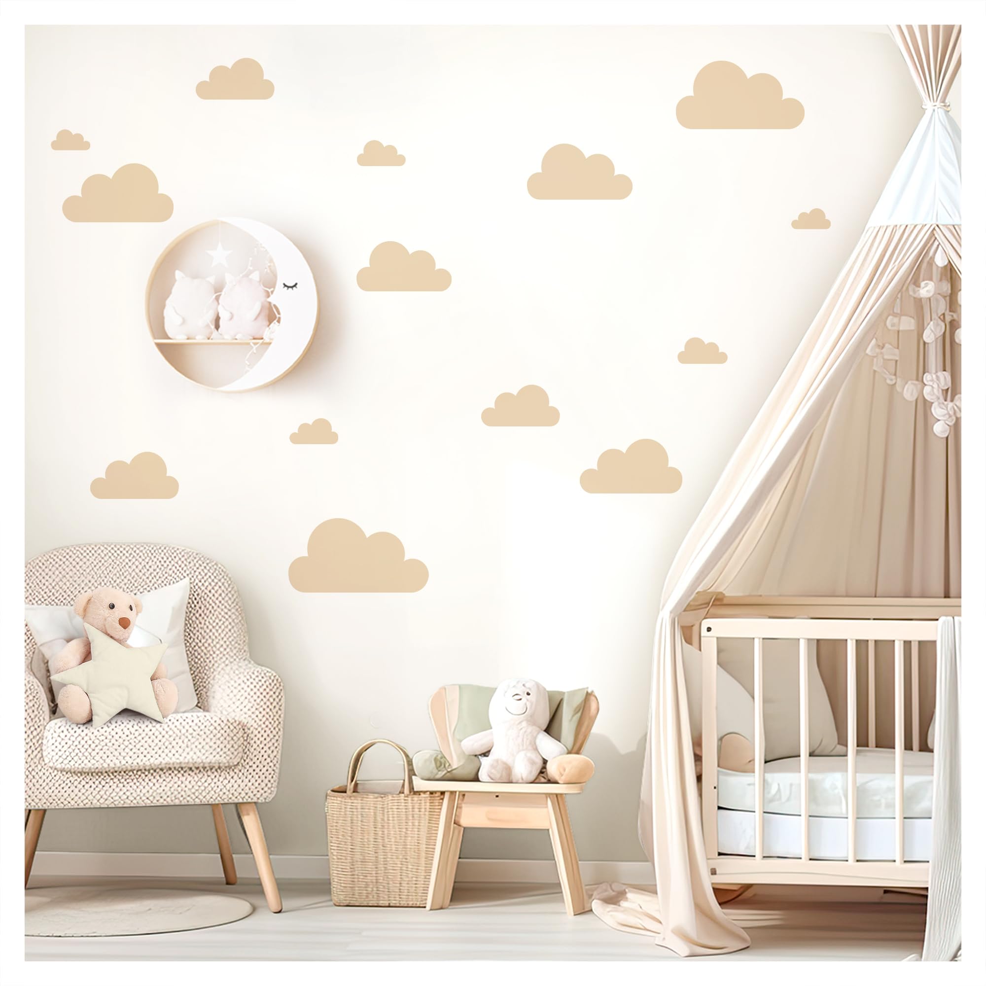 DEKO KINDERZIMMER DK1055-04 Wall Sticker Clouds Set Beige Baby Room Wall Sticker Bedroom Wall Sticker Pastel Wall Decoration