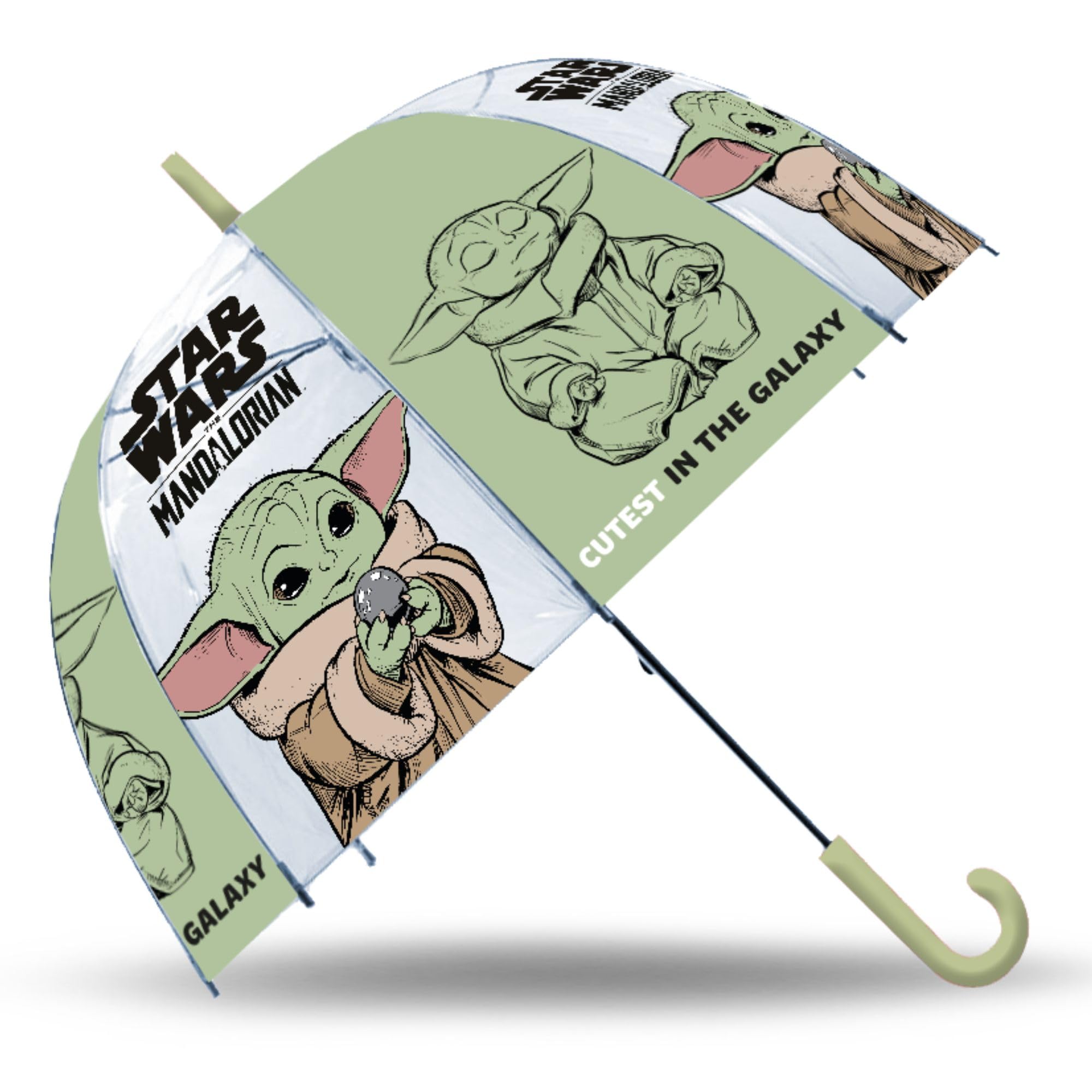 Star Wars Unisex Kids Multicoloured Mandalorian Transparent Bell Umbrella | Acotis