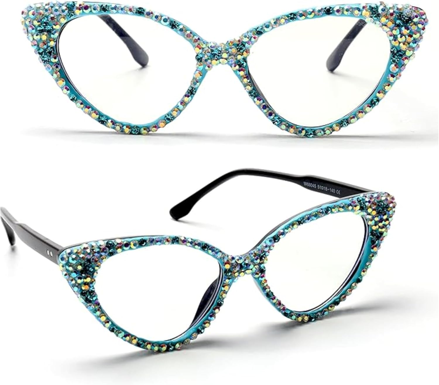ICARA Bling Crystal Cat Eye Reading Glasses Rhinestone Blue Light Blocking Glasses for Women - Image 5