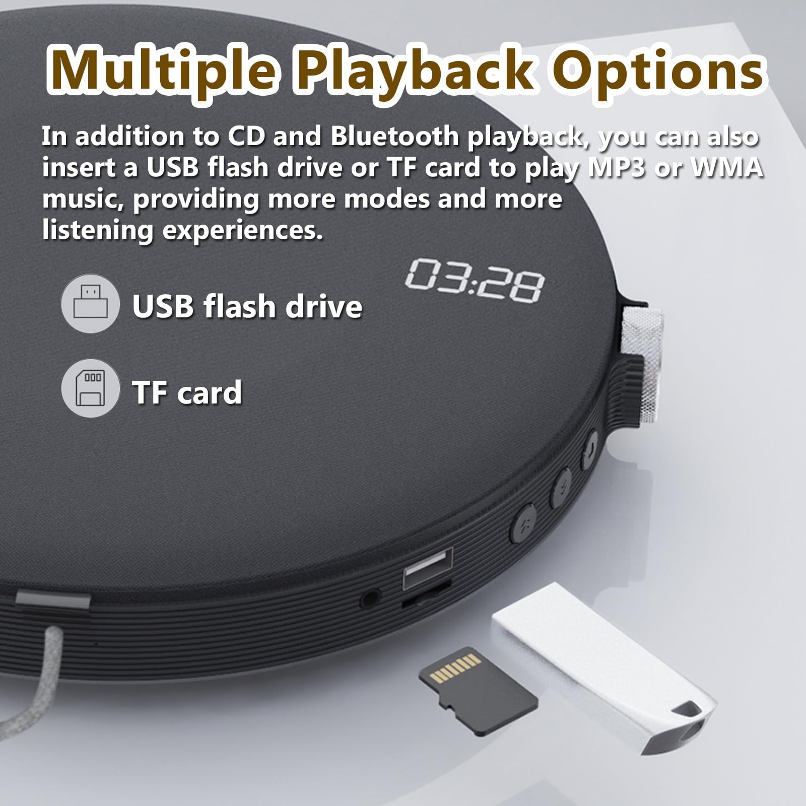 Lettore CD portatile con supporto Bluetooth e USB, altoparlante HiFi per uso domestico e in vacanza