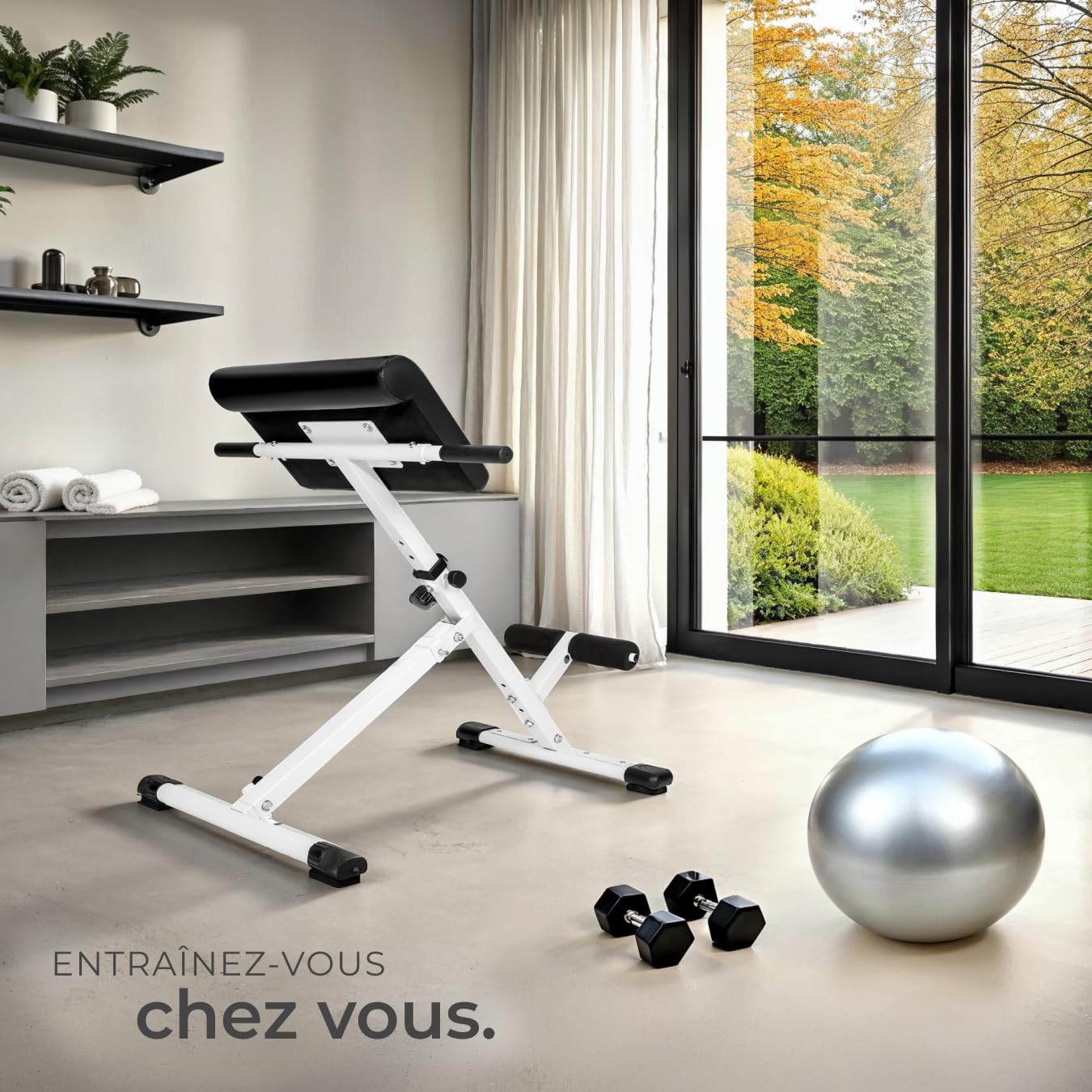 tectake® Banc de musculation pour Dos et Abdominaux, Réglable sur 5 niveaux de Hauteur, Banc lombaire pliable Hyper-extension Sport Musculation maison Appareil abdominaux, Diverses tailles disponibles