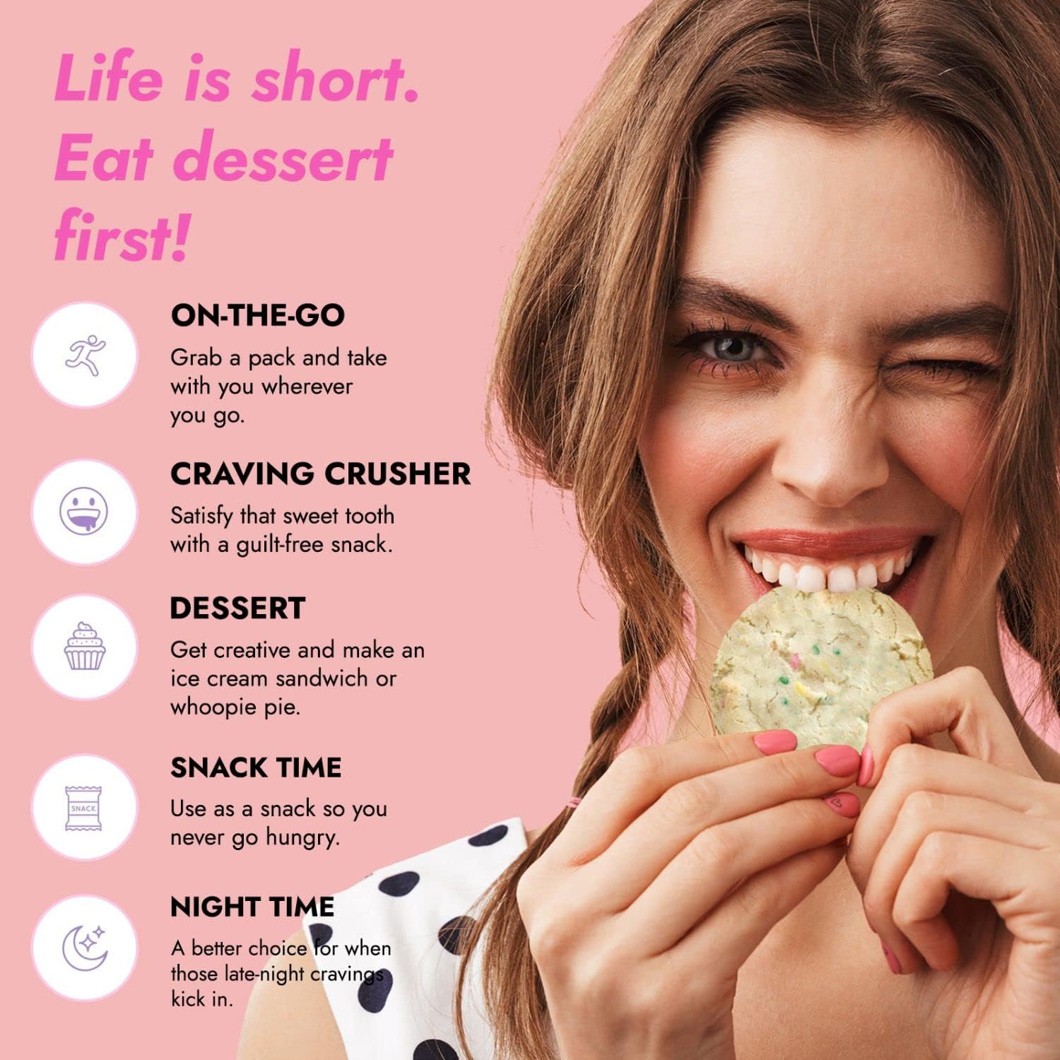 321glo Collagen Protein Cookies, Soft-Baked Cookies, Low Carb and Keto Friendly Treats for Women, Men, and Kids (6-PACK, Birthday Cake)
