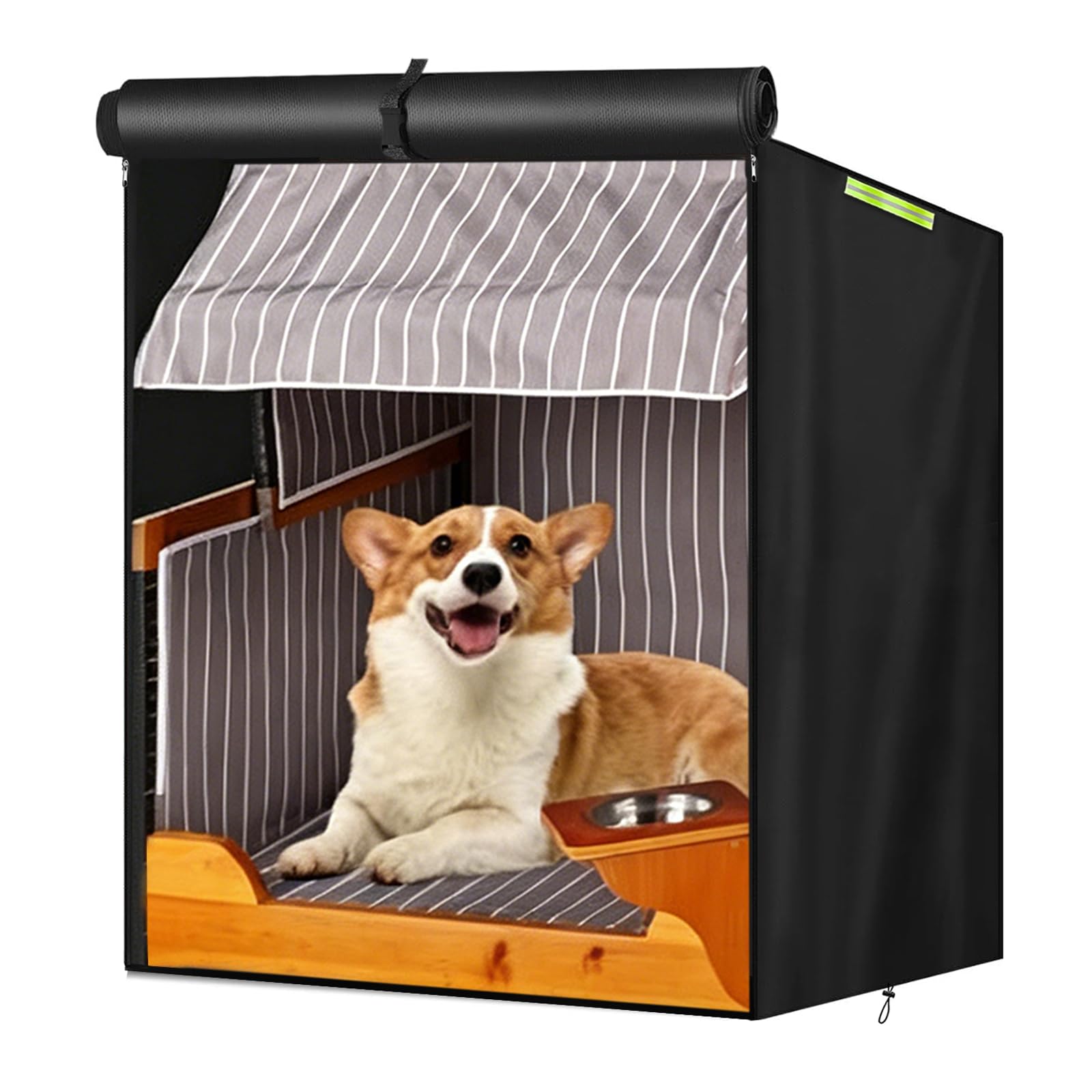 Hundestrandkorb Abdeckung, Hundestrandkorb hülle, 600D Oxford Wasserdicht Abdeckhaube Schutzhülle für Strandkorb Hund, mit Fluoreszierender Griff,85 * 75 * 100cm