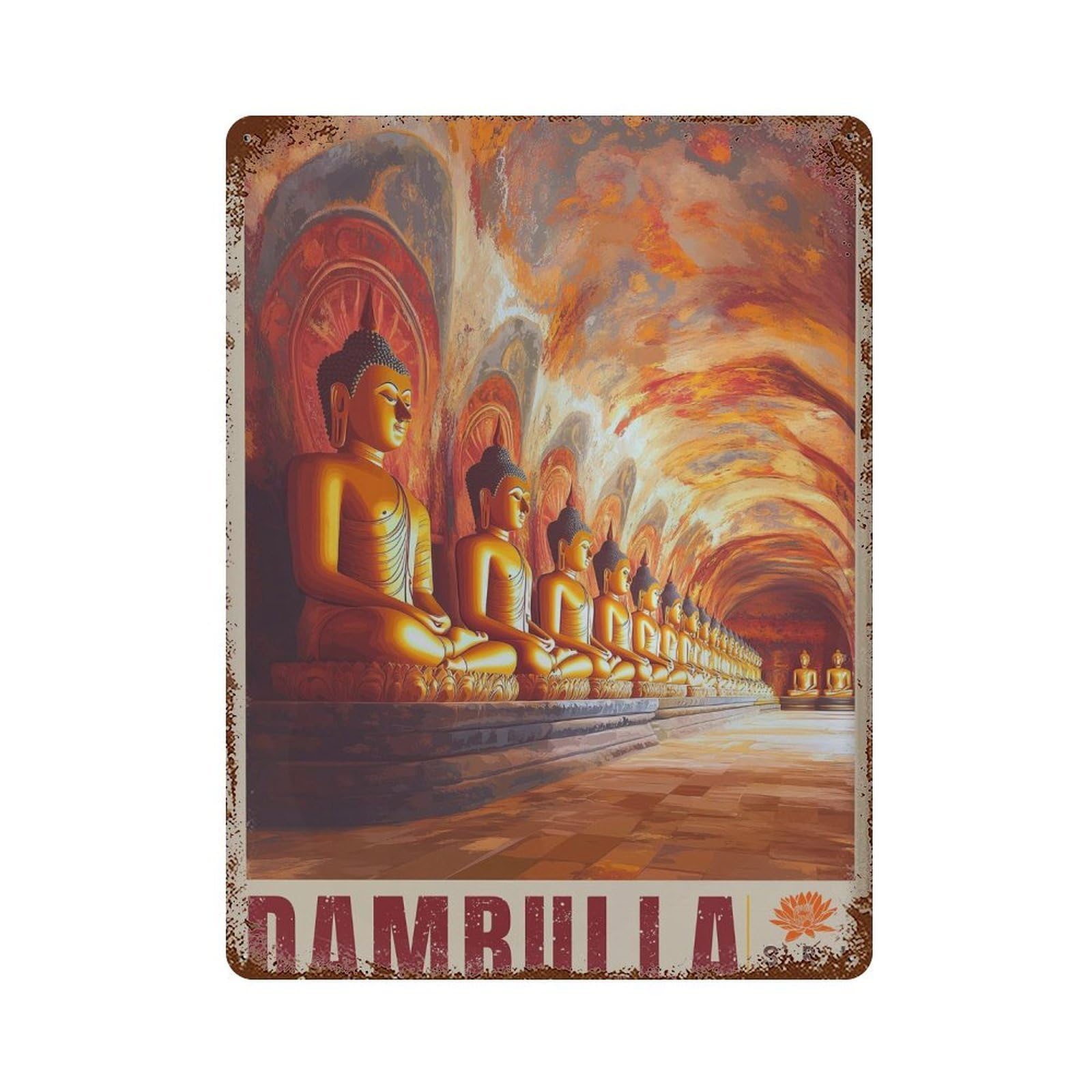 xiaoxiaoshen Dambulla Cave Temple Sri Lanka Travel Wall Decor Art Metal Tin Poster Modern Home Decor Art Home Bar Shop Decorations Vintage Sign 40x30cm