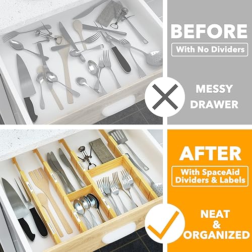 Miniatura 3 de SpaceAid Organizador de almacenamiento de bolsas (1 caja con 4 ranuras), divisores de cajones de bambú SpaceAid con insertos