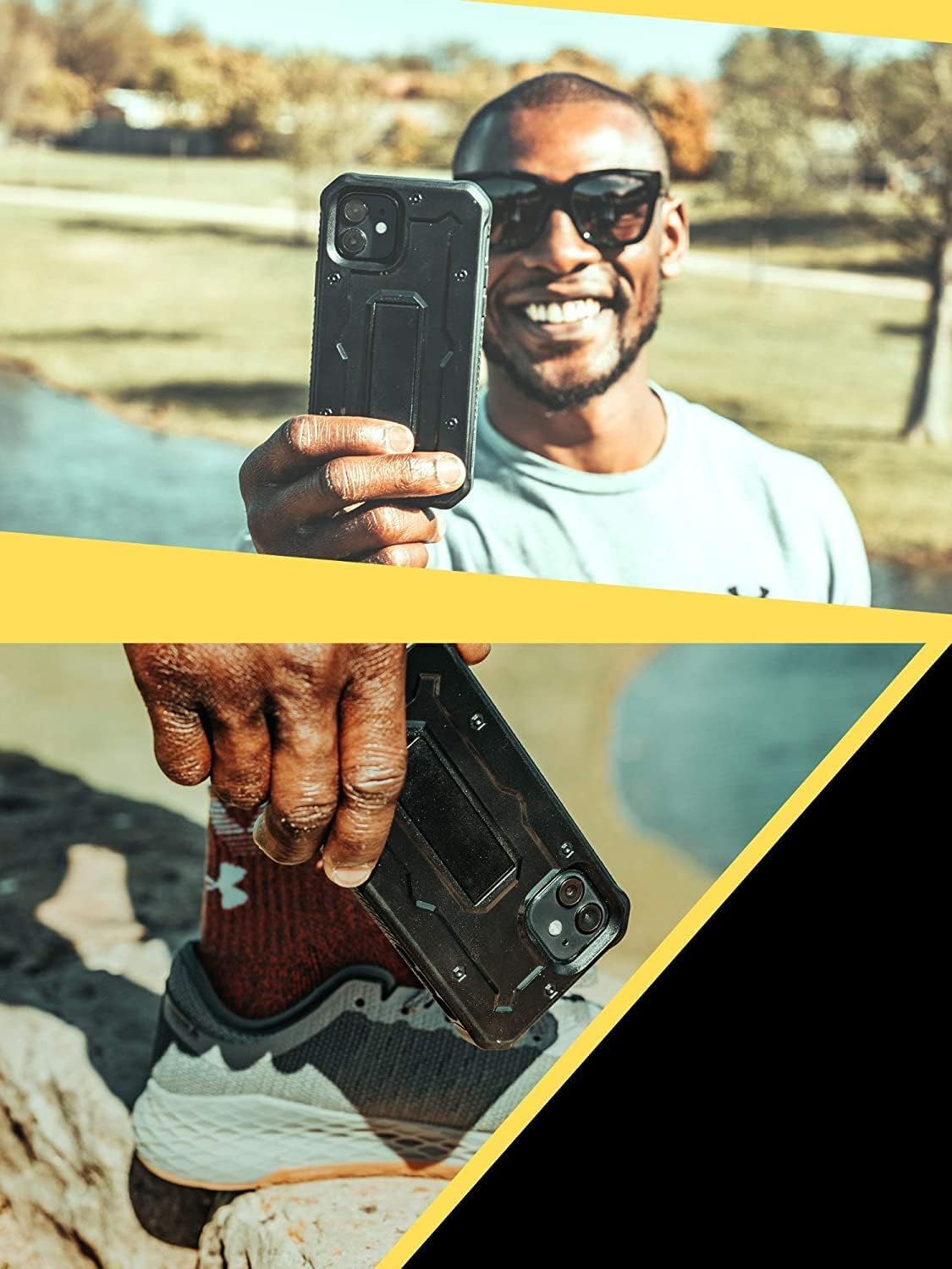 ArmadilloTek Vanguard for iPhone 12 Mini Case [ScreenLess Version] Military Grade Full-Body Rugged with Built-in Kickstand - Black