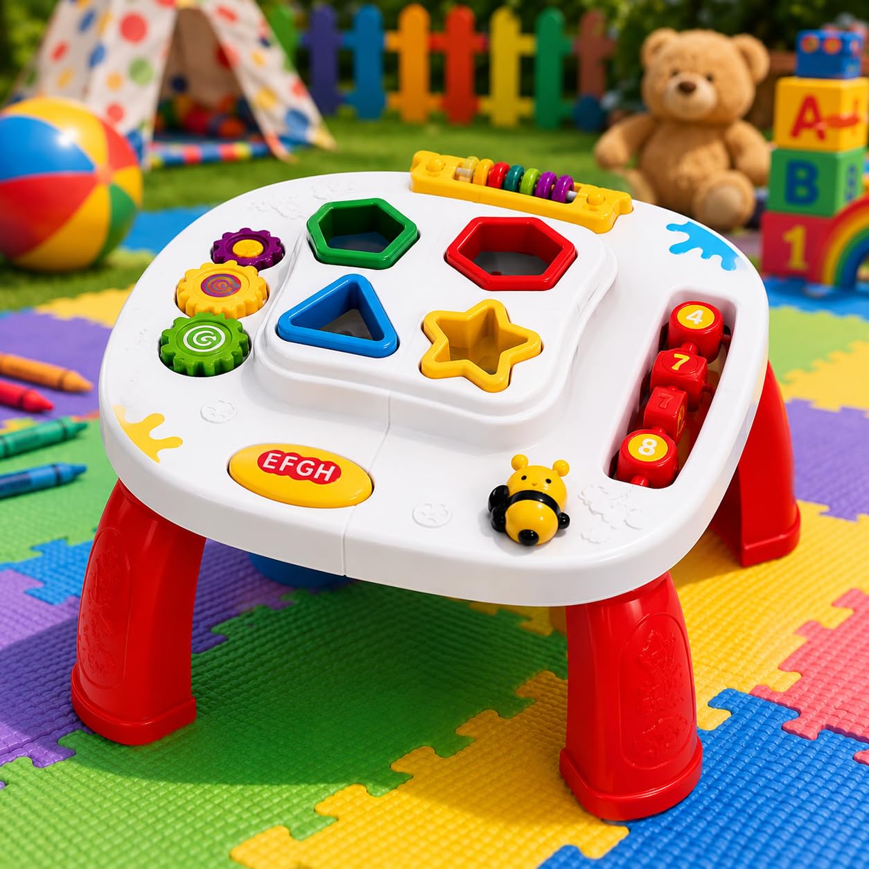 Mesinha Didática Infantil com Atividades — Brinquedo Educativo Sensorial com Formas