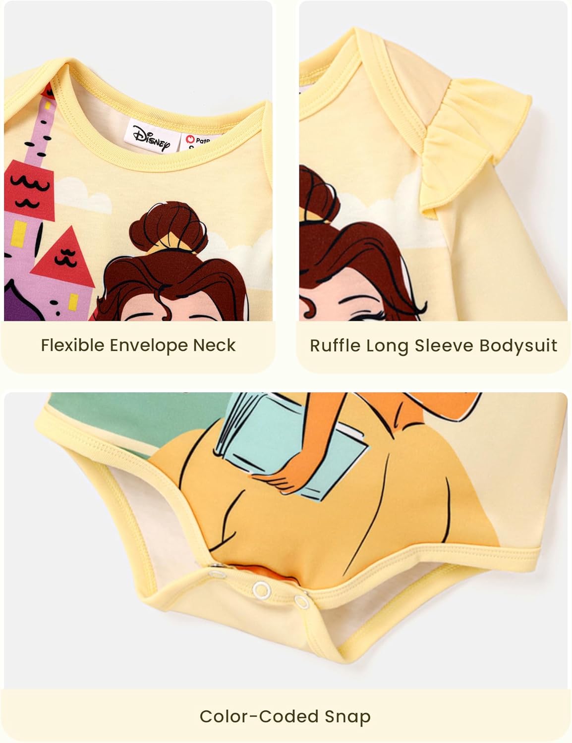 Disney Stitch Princess Ariel Belle Mickey and Friends Baby Girls Clothes Snap Bodysuit for Newborn to Infant - Image 5