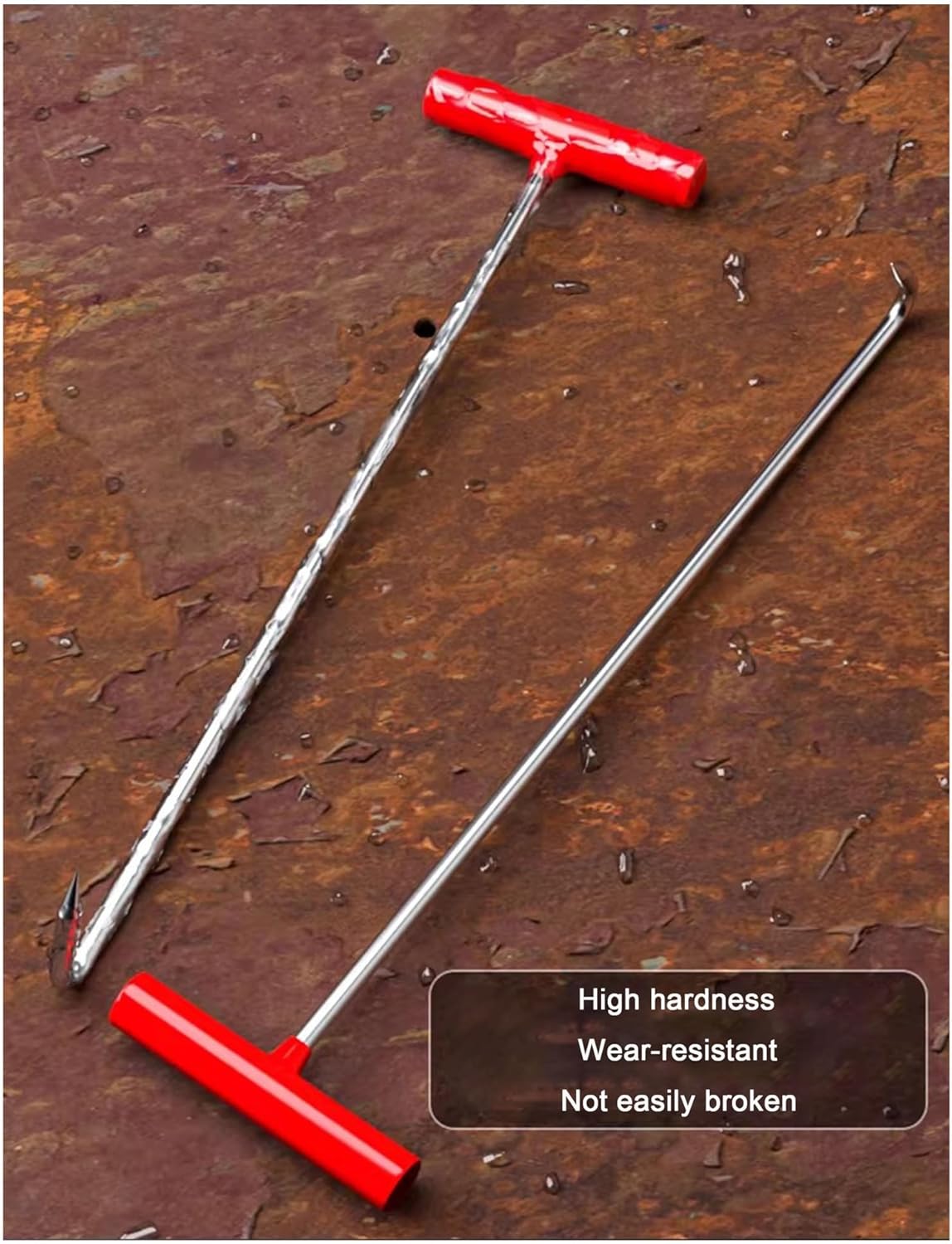 排水管カバーリフティングキーステンレス鋼 T 字型マンホールカバーフック頑丈で耐摩耗性(B-8MM,98CM)