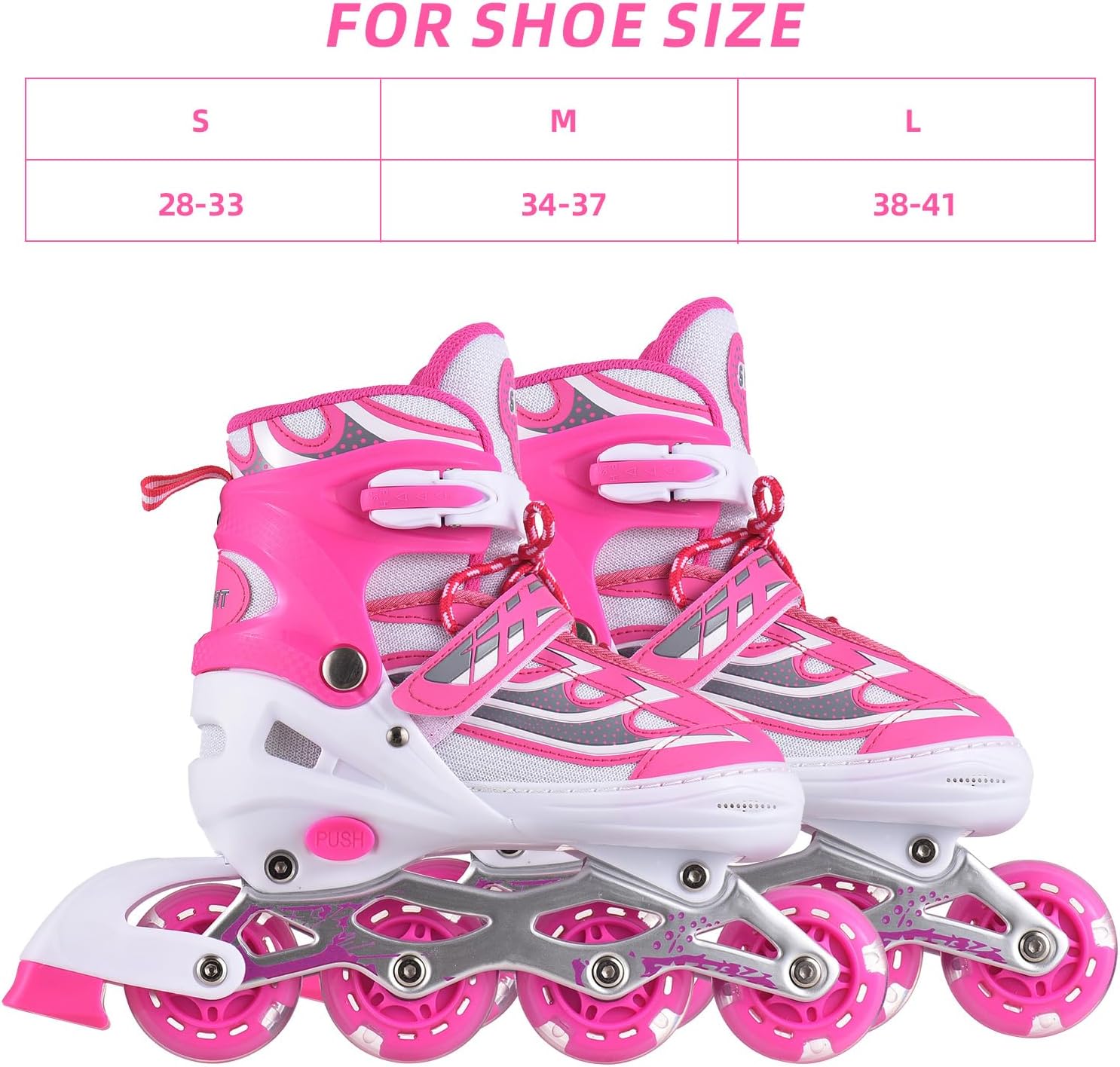 調節可能なインラインスケート 男の子と女の子に光る 耐久性 安全 初心者に優しい 環境に優しい 靴サイズ28-41
