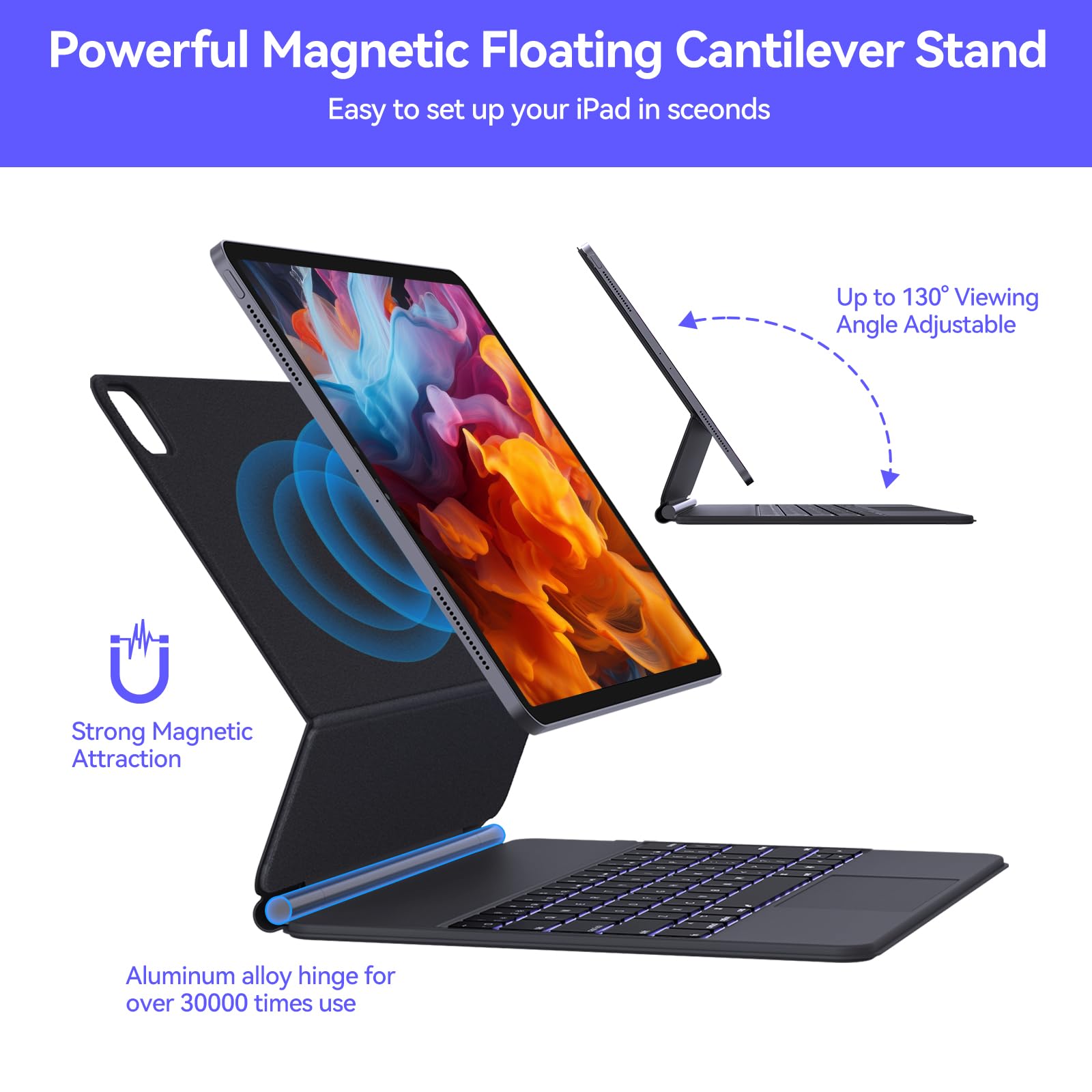 JADEMALL Magic Keyboard iPad Air 13 M2 2024 Support flottant