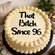 Q0449 Funny That Bitch Since 96 Cake Topper, Black Acrylic 30th Birthday Cake Decoration for Women Girls, Stylish 1996 Birthday Party Supplies, Trendy Script Cake Sign for Happy Birthday Celebration