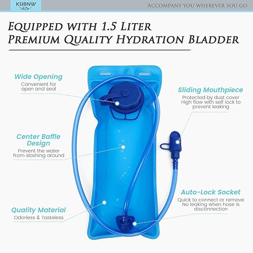Miniatura 6 de KSIBNW Mochila de hidratación para correr, mochila de hidratación ligera con vejiga de agua de 1.5 L, transpirable y resistente al sudor, mochila