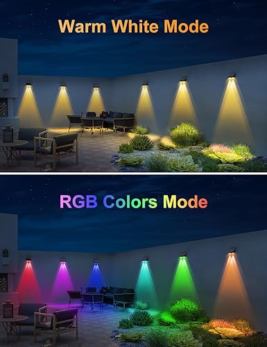 Miniatura 4 de Roopure Luces solares para exteriores, paquete de 4 luces solares blancas cálidas y RGB, luces solares de 50 lm para terraza, impermeables, 5 modos
