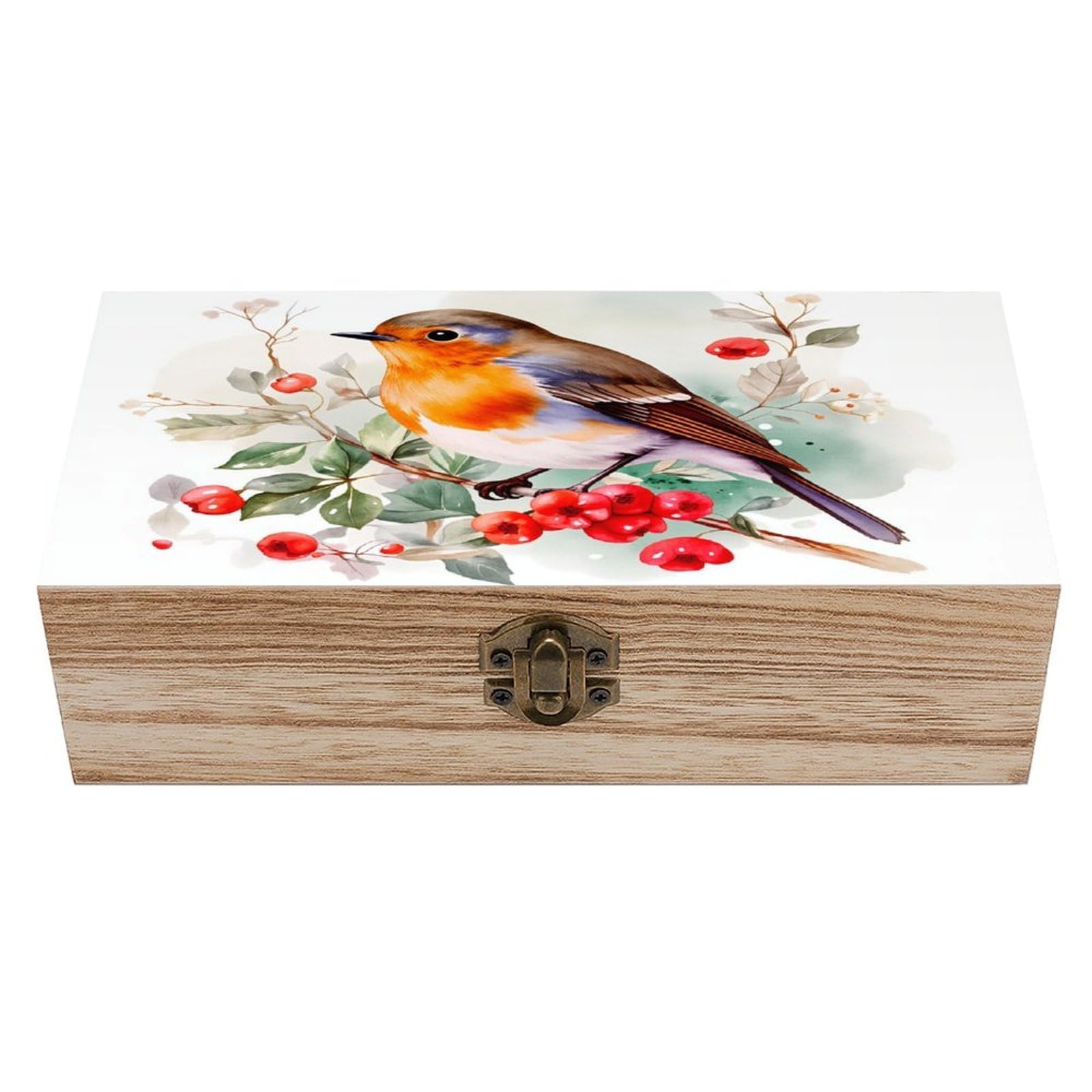 asbwuo Cute Little Bird Vintage Wooden Keepsake Box