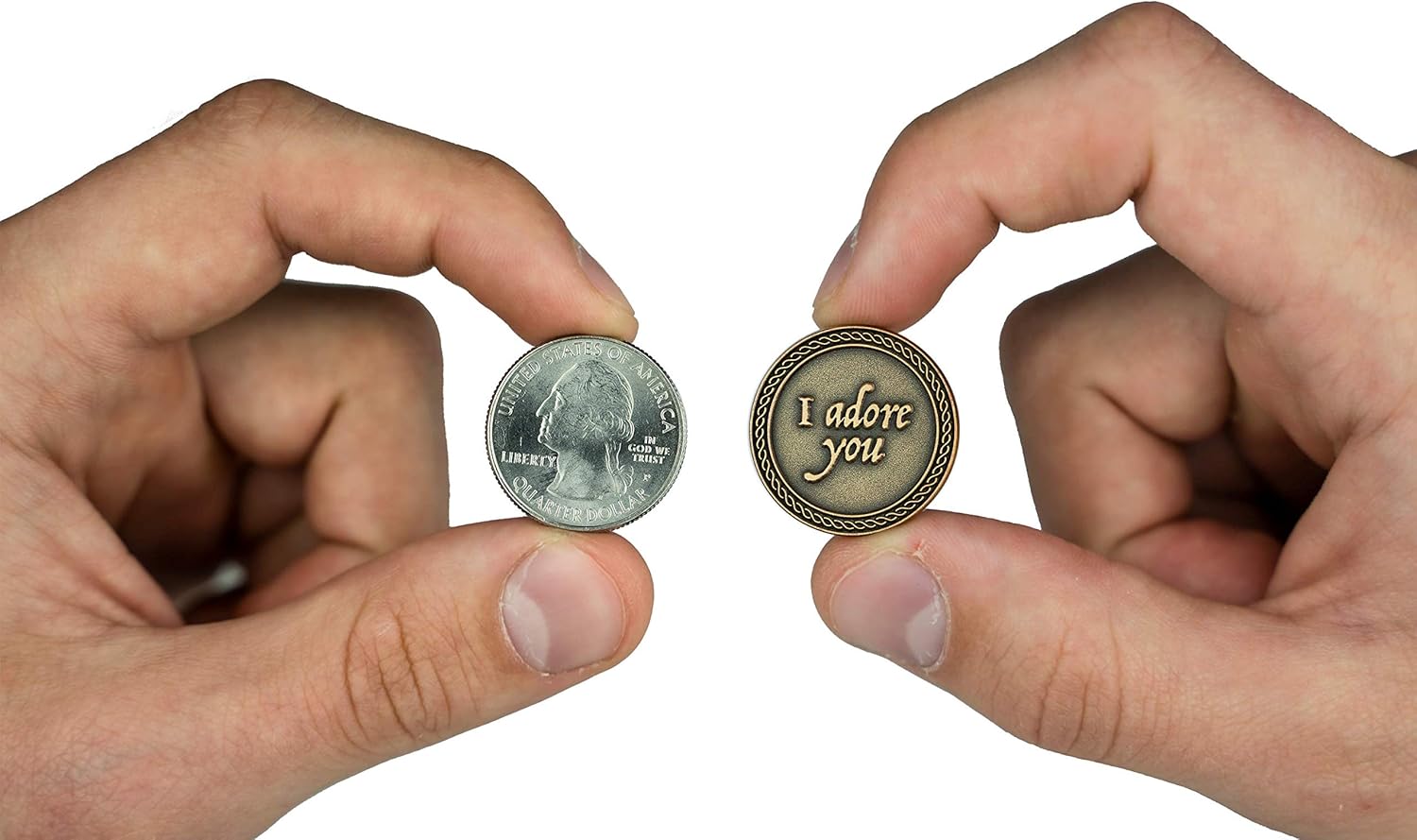 Bulk Set of 3 Romantic Love Expression Coins, I Adore You, I Want a Lifetime with You, Anniversary Pocket Tokens for Date Night, Love Gift for Men & Women, from Him or Her