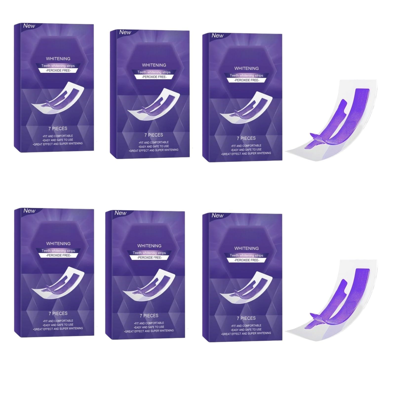 Strisce sbiancanti per denti viola, senza perossido, Whitening Teeth Strips,morbide e sicure, migliorano la luminosità, neutralizzano il giallo, strisce di sbiancamento per un sorriso più chiaro